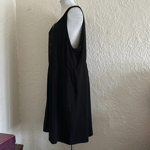 Torrid Mini Jersey Bodycon Dress Black 3 Plus Size 3X Pockets Sleeveless Snaps - Picture 7 of 13